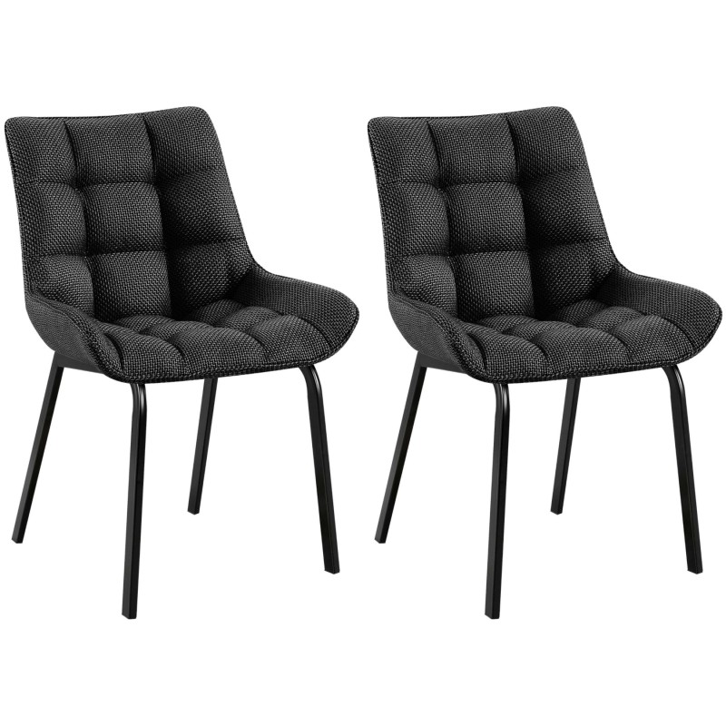 Conjunto de 2 sillas Saranda en tejido negro y gris titanio