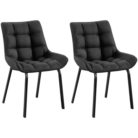 Conjunto de 2 sillas Saranda en tejido negro y gris titanio