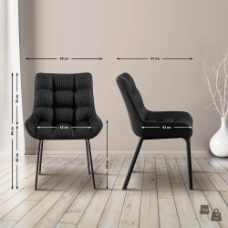 Conjunto de 2 sillas Saranda en tejido negro y gris titanio