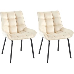 Conjunto de 2 sillas Saranda en terciopelo color crema