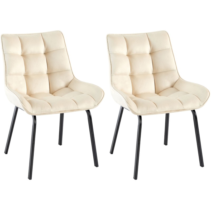 Conjunto de 2 sillas Saranda en terciopelo color crema