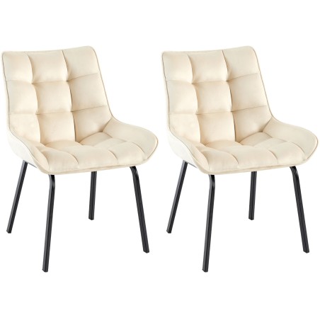 Conjunto de 2 sillas Saranda en terciopelo color crema