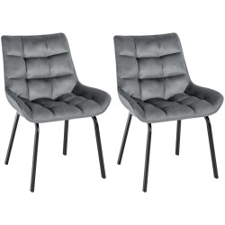Juego de 2 sillas Saranda de terciopelo gris oscuro