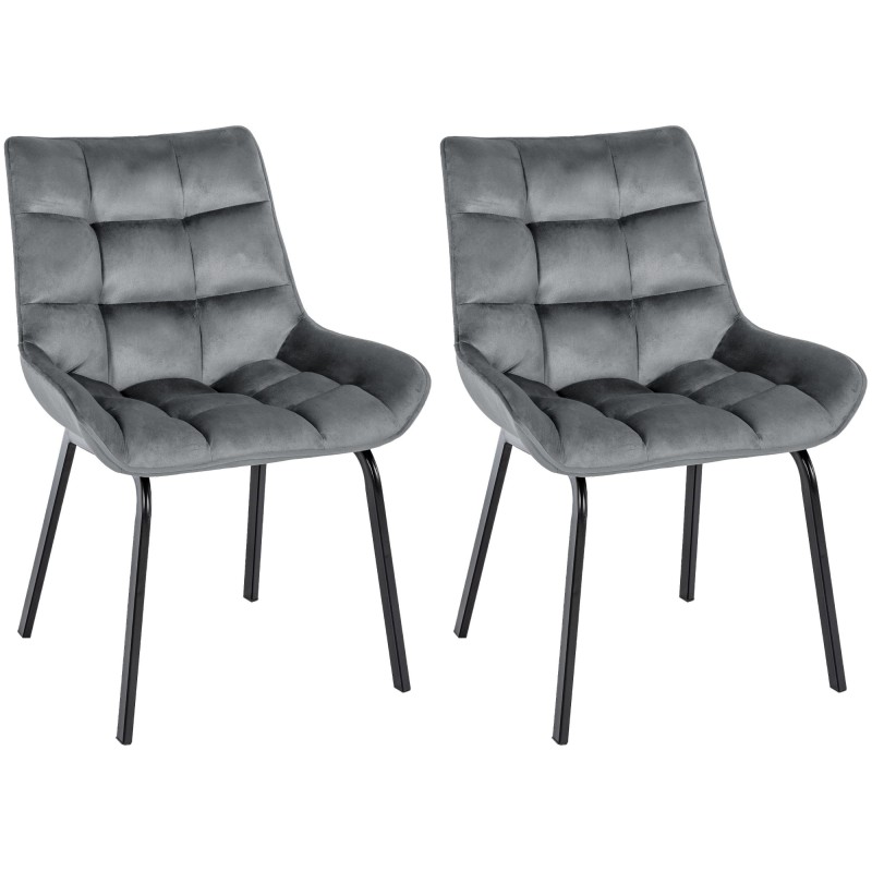 Juego de 2 sillas Saranda de terciopelo gris oscuro