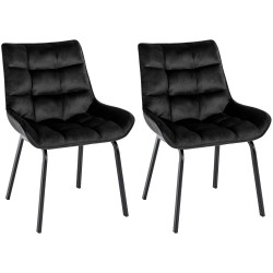 Conjunto de 2 sillas Saranda en terciopelo negro