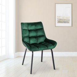 Conjunto de 2 sillas Saranda en terciopelo verde
