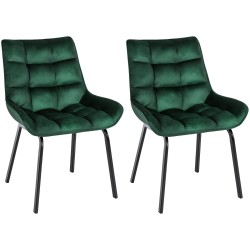 Conjunto de 2 sillas Saranda en terciopelo verde