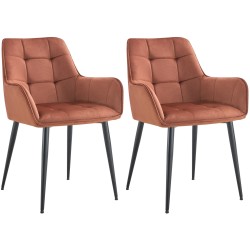 Juego de 2 sillas de comedor Ferndale de terciopelo marrón