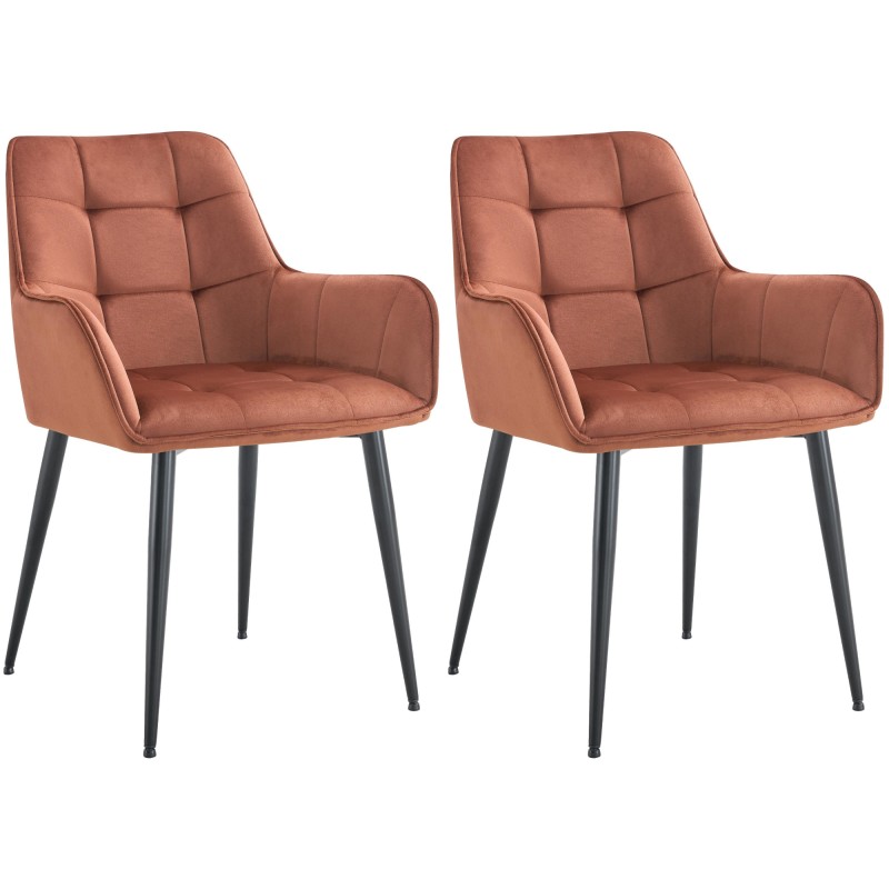 Juego de 2 sillas de comedor Ferndale de terciopelo marrón