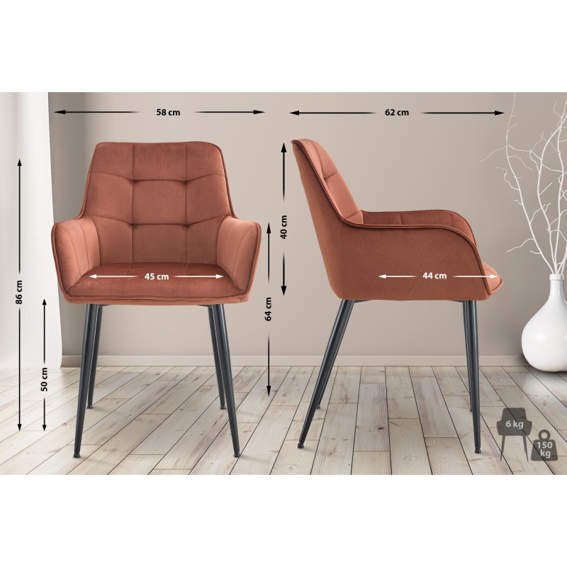 Juego de 2 sillas de comedor Ferndale de terciopelo marrón
