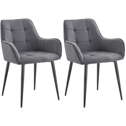 Juego de 2 sillas de comedor Ferndale de terciopelo gris oscuro