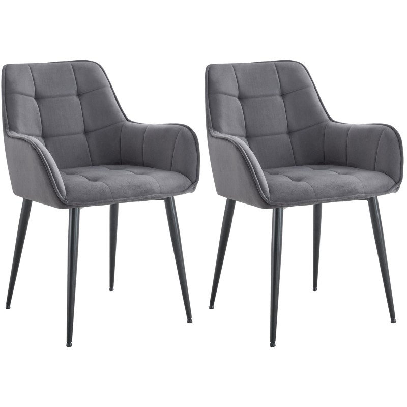 Juego de 2 sillas de comedor Ferndale de terciopelo gris oscuro