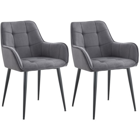 Juego de 2 sillas de comedor Ferndale de terciopelo gris oscuro