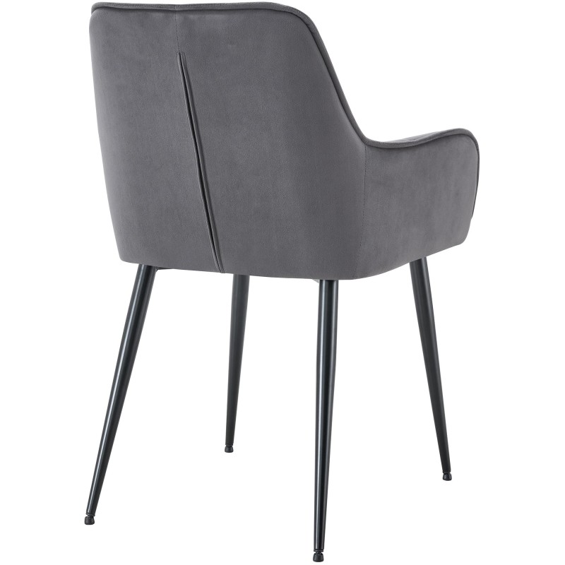 Juego de 2 sillas de comedor Ferndale de terciopelo gris oscuro