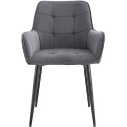 Juego de 2 sillas de comedor Ferndale de terciopelo gris oscuro