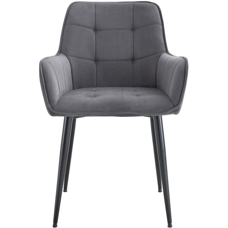 Juego de 2 sillas de comedor Ferndale de terciopelo gris oscuro