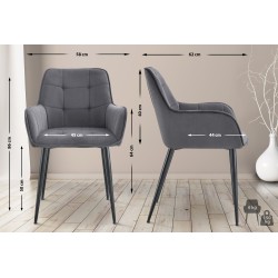 Juego de 2 sillas de comedor Ferndale de terciopelo gris oscuro