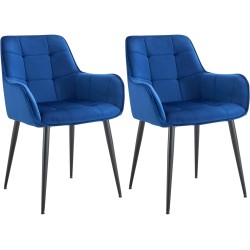 Juego de 2 sillas de comedor Ferndale de terciopelo azul oscuro