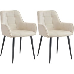 Juego de 2 sillas de comedor Ferndale de terciopelo crema