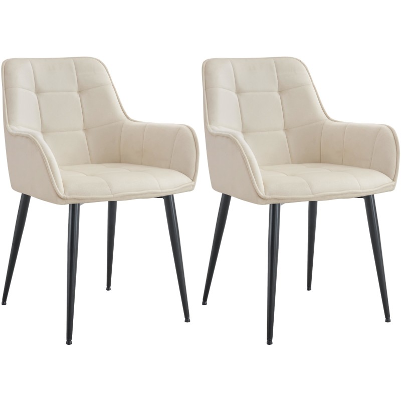 Juego de 2 sillas de comedor Ferndale de terciopelo crema