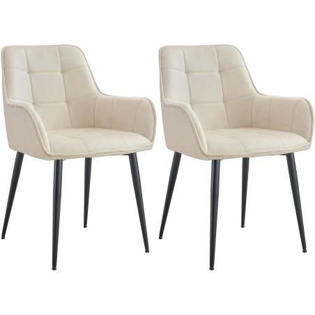 Juego de 2 sillas de comedor Ferndale de terciopelo crema