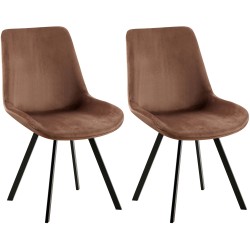 Juego de 2 sillas de comedor Lewes de terciopelo marrón
