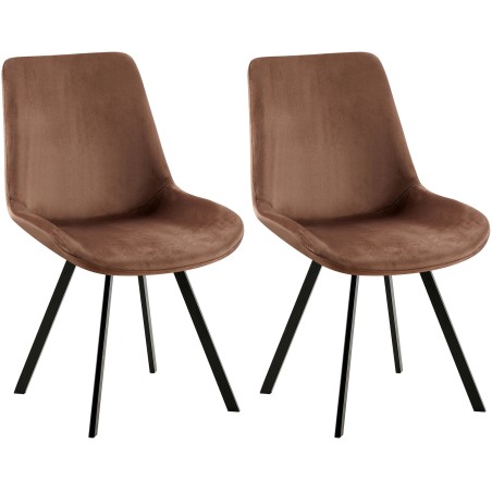 Juego de 2 sillas de comedor Lewes de terciopelo marrón