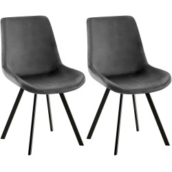Juego de 2 sillas de comedor Lewes en terciopelo gris oscuro