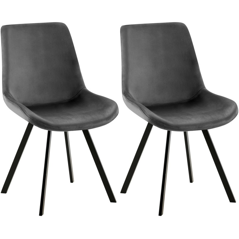 Juego de 2 sillas de comedor Lewes en terciopelo gris oscuro