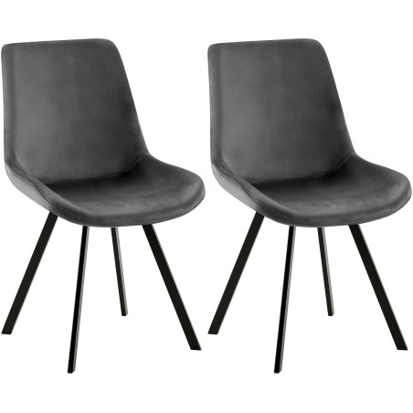 Juego de 2 sillas de comedor Lewes en terciopelo gris oscuro