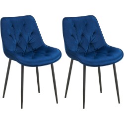 Juego de 2 sillas de comedor de terciopelo azul Wallace