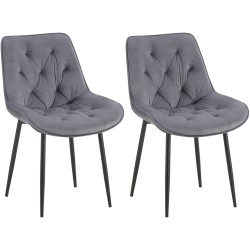 Juego de 2 sillas de comedor Wallace de terciopelo gris oscuro