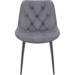 Juego de 2 sillas de comedor Wallace de terciopelo gris oscuro