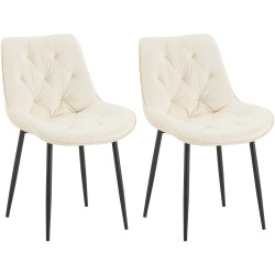 Juego de 2 sillas de comedor Wallace de terciopelo crema