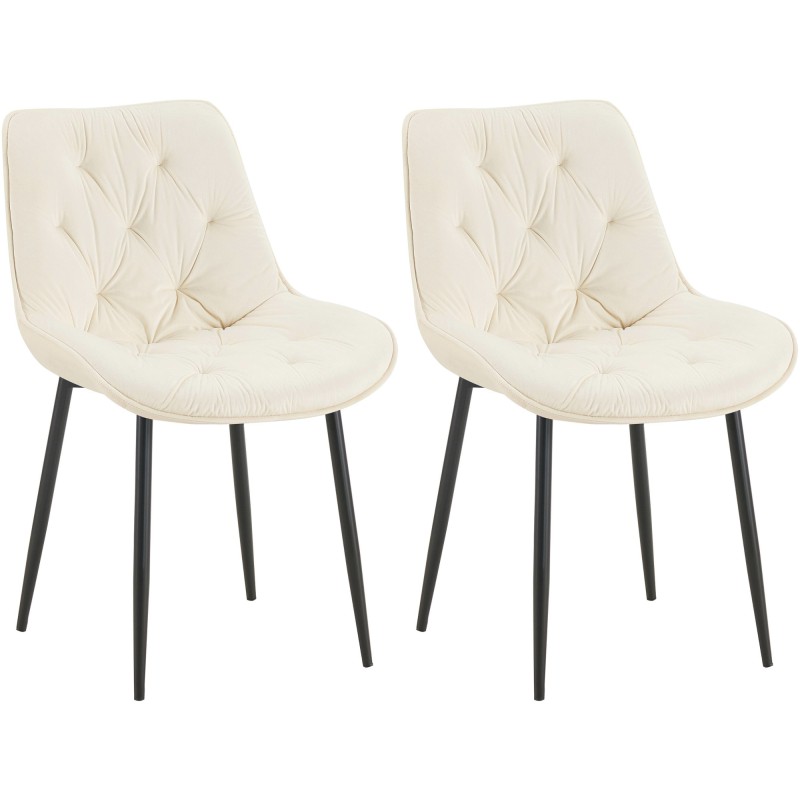 Juego de 2 sillas de comedor Wallace de terciopelo crema