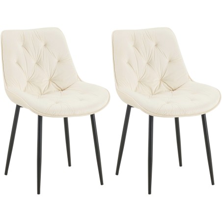 Juego de 2 sillas de comedor Wallace de terciopelo crema