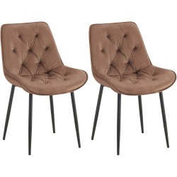 Juego de 2 sillas de comedor Wallace de terciopelo marrón