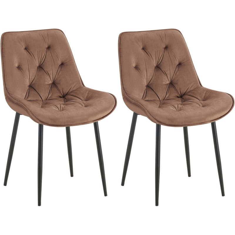 Juego de 2 sillas de comedor Wallace de terciopelo marrón