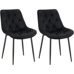 Juego de 2 sillas de comedor Wallace de terciopelo negro