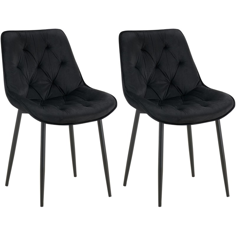 Juego de 2 sillas de comedor Wallace de terciopelo negro