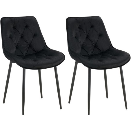 Juego de 2 sillas de comedor Wallace de terciopelo negro