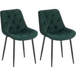 Juego de 2 sillas de comedor Wallace de terciopelo verde