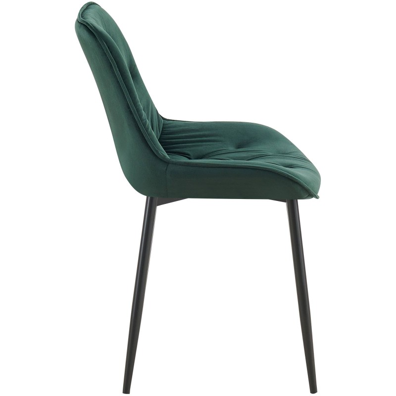 Juego de 2 sillas de comedor Wallace de terciopelo verde
