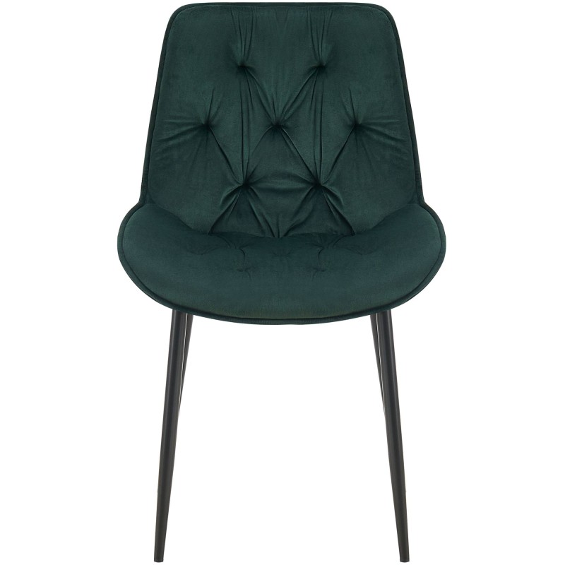 Juego de 2 sillas de comedor Wallace de terciopelo verde
