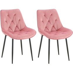 Juego de 2 sillas de comedor Wallace de terciopelo rosa