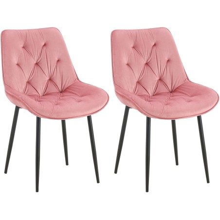 Juego de 2 sillas de comedor Wallace de terciopelo rosa