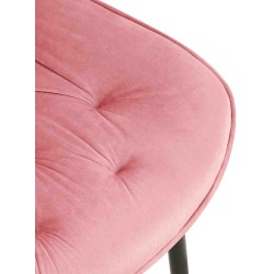 Juego de 2 sillas de comedor Wallace de terciopelo rosa