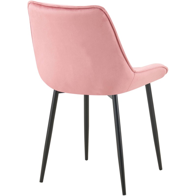 Juego de 2 sillas de comedor Wallace de terciopelo rosa
