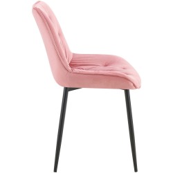 Juego de 2 sillas de comedor Wallace de terciopelo rosa