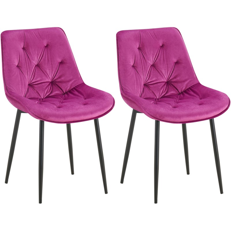 Juego de 2 sillas de comedor Wallace de terciopelo morado